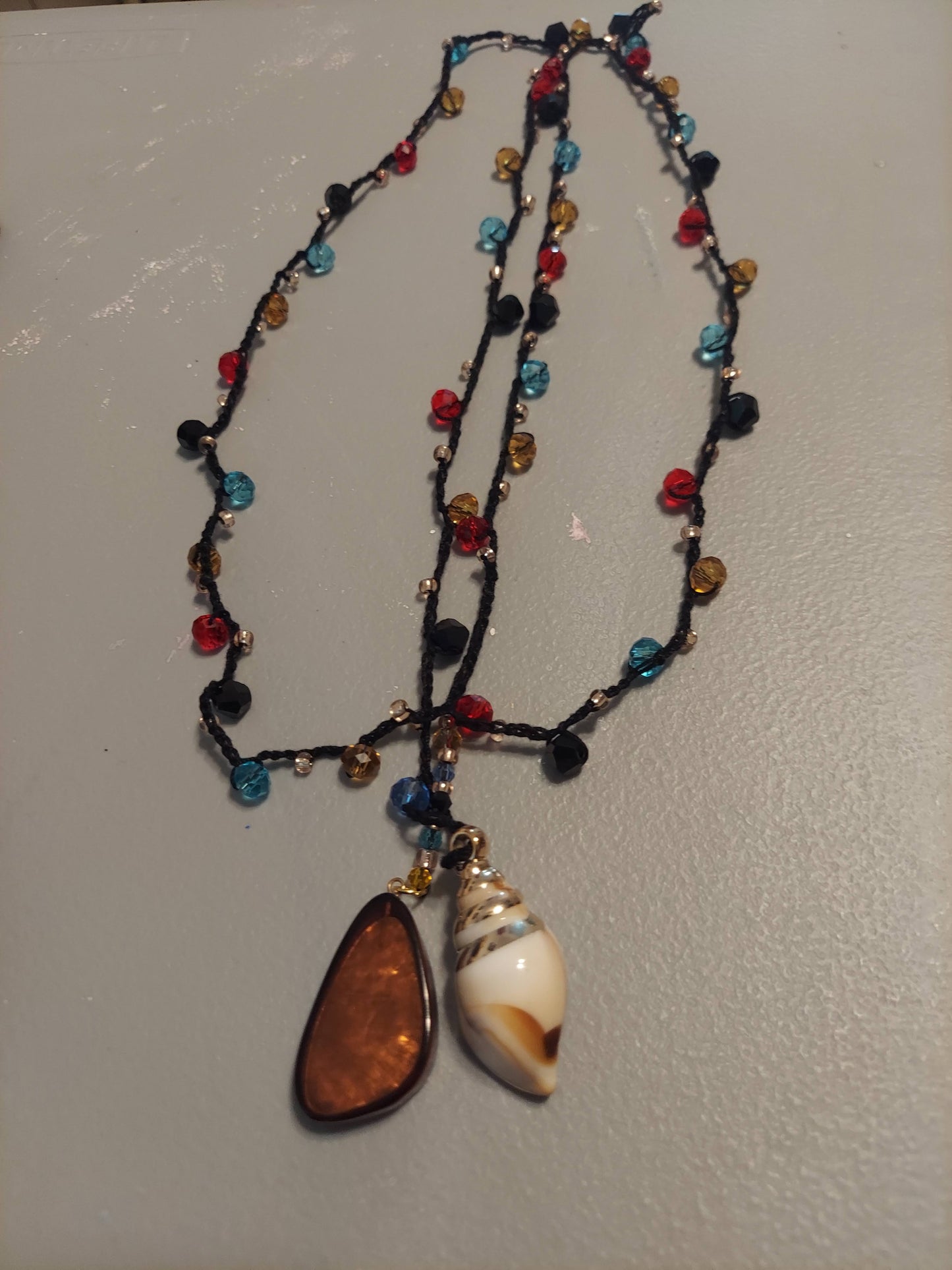 Handmade Boho Crochet Crystal & Shell Necklace – Special Edition
